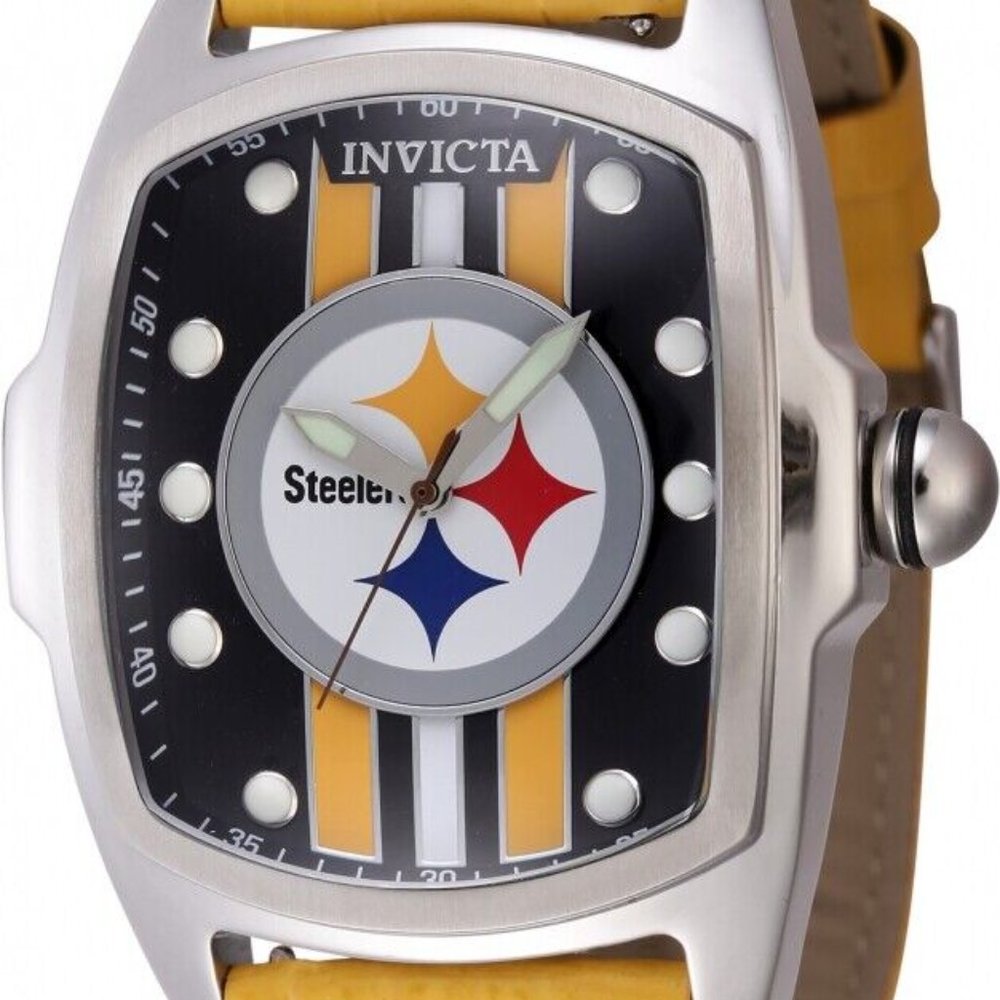 Invicta NFL Pittsburgh Steelers  Men's 47mm Watch Yellow w/ 2 bonus Straps(Rare)